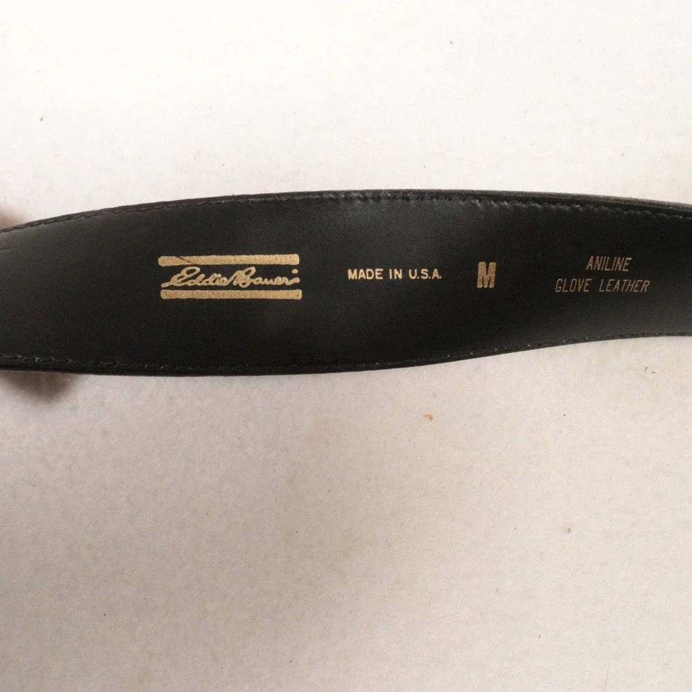Vintage Eddie Bauer Belt‎ Aniline Glove Leather Brass Buckle Black Women M